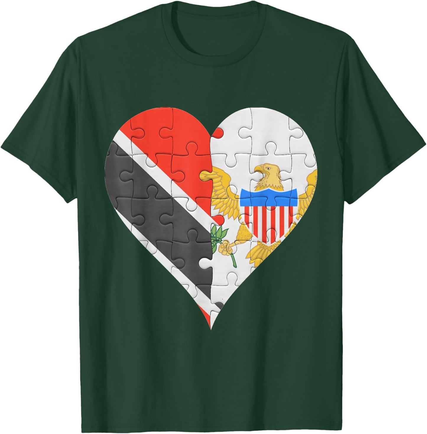 Trinidadian And Tobagoan Virgin Islander Flag Heart T-Shirt - T-Shirt | Forest