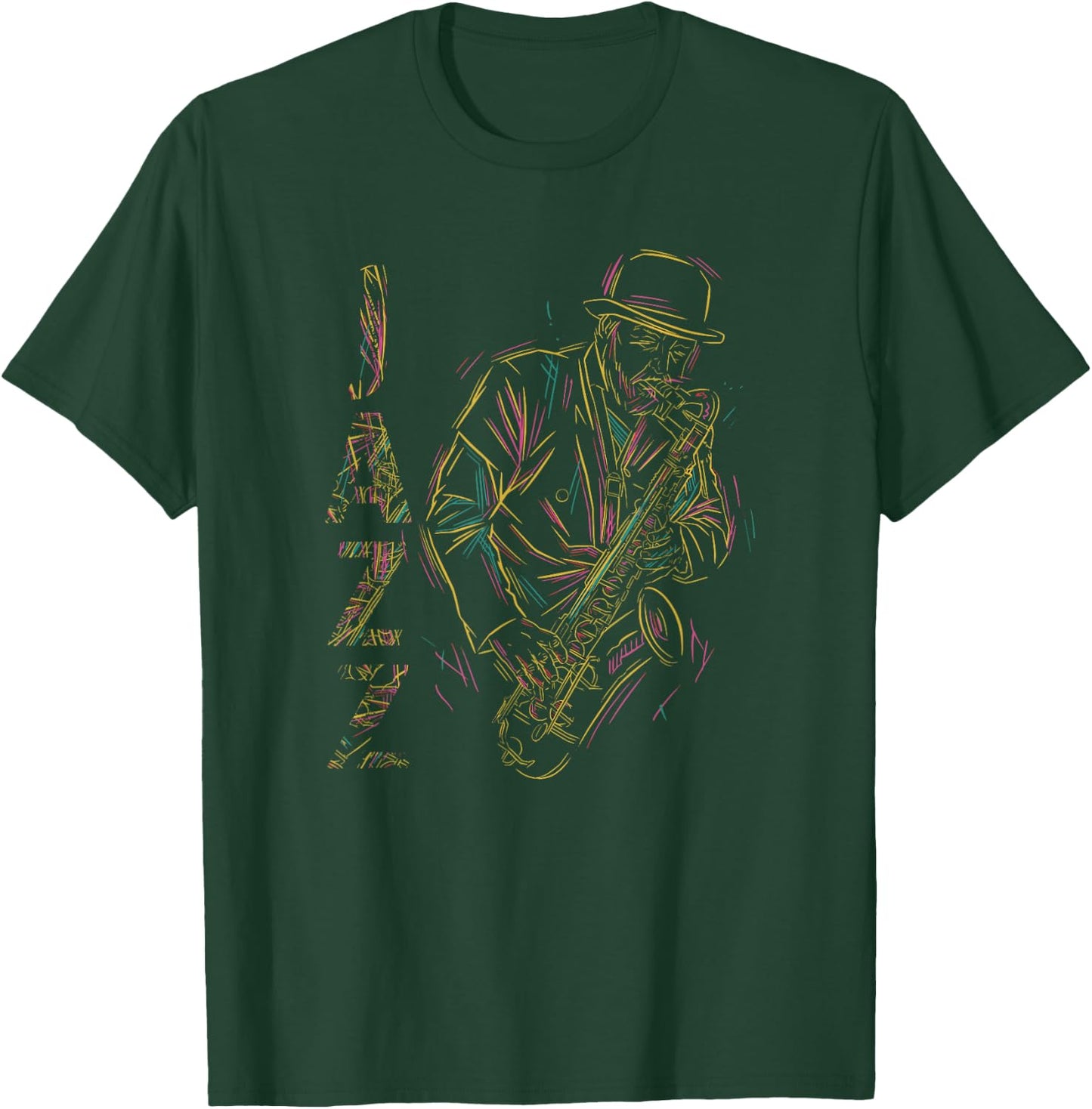 Music Retro Blues Man plays saxophone jazz T-Shirt - T-Shirt | Forest