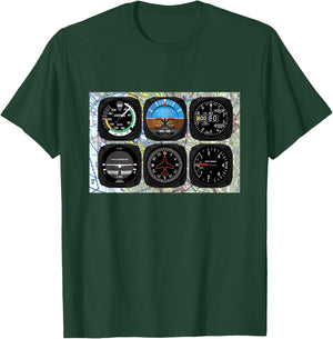 Aviation Pilot 6 Pack Instrument T-Shirt - T-Shirt | Forest