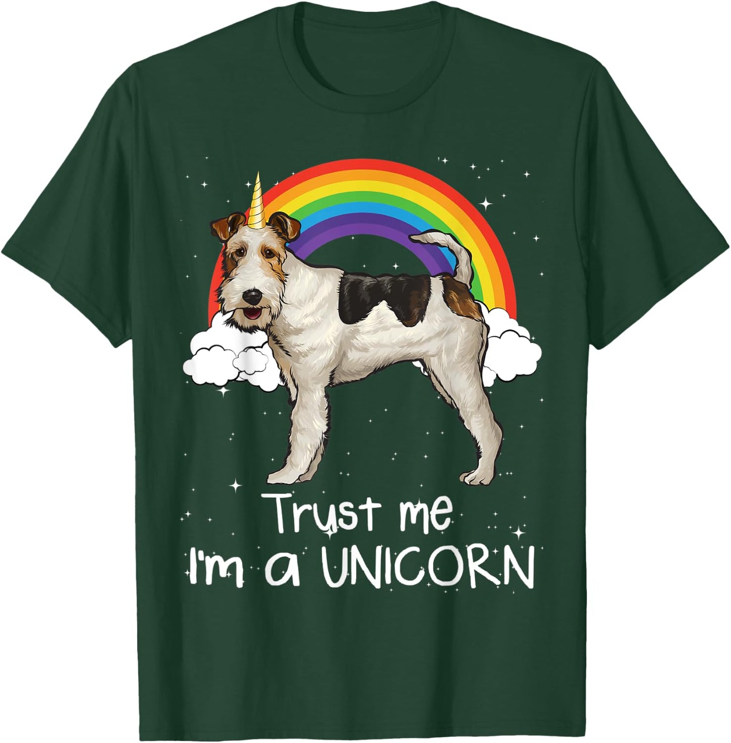 Rainbow Wire Fox Terrier Trust Me I'm A Unicorn Dog Women Kids T-Shirt - T-Shirt | Forest