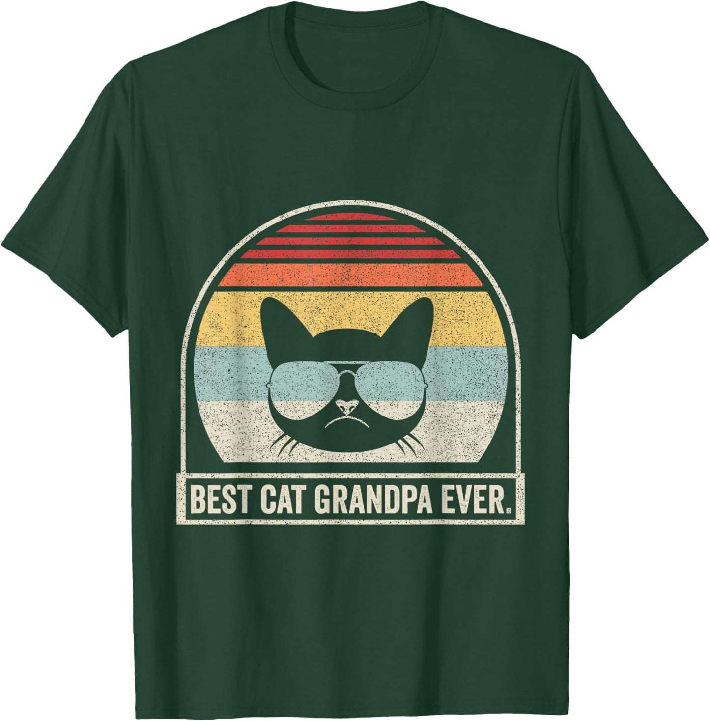 Retro Vintage Best Cat Grandpa Ever Women Girls Kids T-Shirt - T-Shirt | Forest
