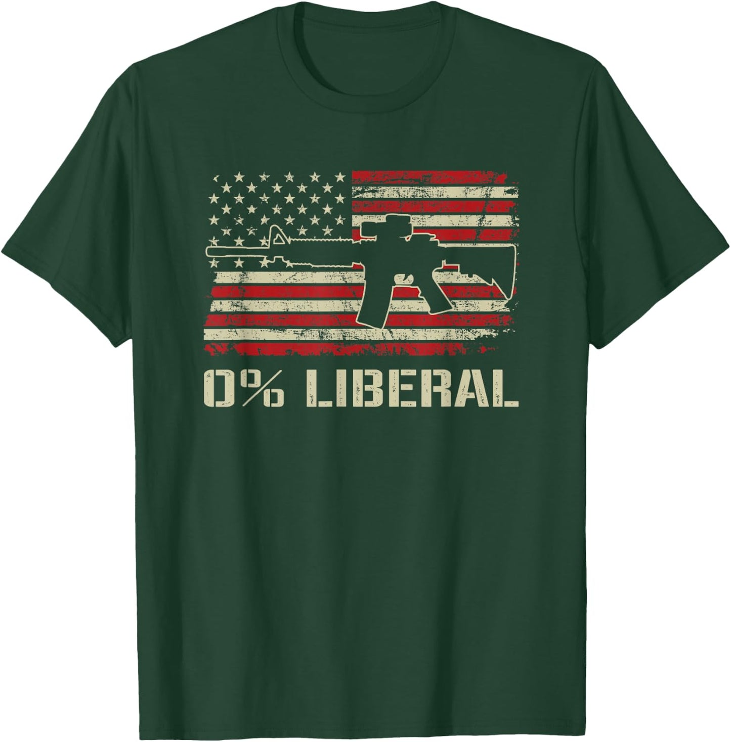 0% Liberal Zero Percent - AR15 USA Flag Funny Pro Gun T-Shirt - T-Shirt | Forest
