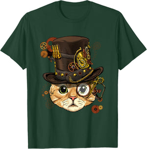 Steampunk Cat Shirt Mechanical Steampunk Gears Cat Lover T-Shirt - T-Shirt | Forest