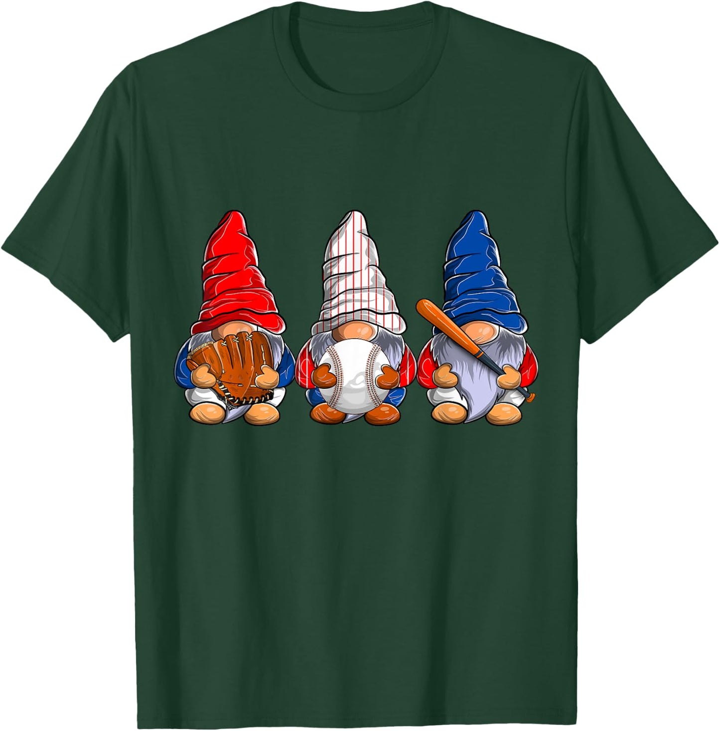 Three Baseball Gnomes, Softball Gnome, Funny Sport Baseball T-Shirt - T-Shirt | Forest