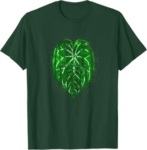 Anthurium Leaf Art Green Drip Style Botanical Design T-Shirt - T-Shirt | Forest