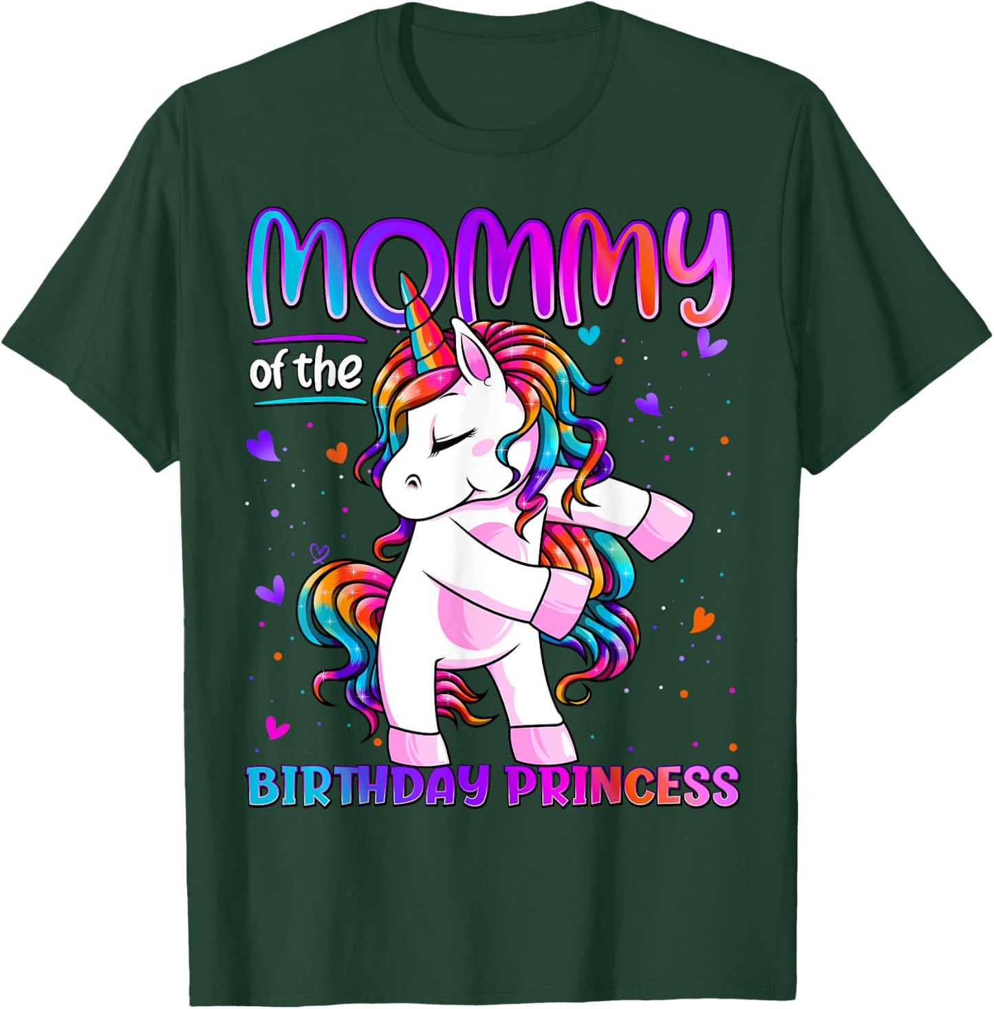 Mommy of the Birthday Princess Girl Flossing Unicorn Mom T-Shirt - T-Shirt | Forest
