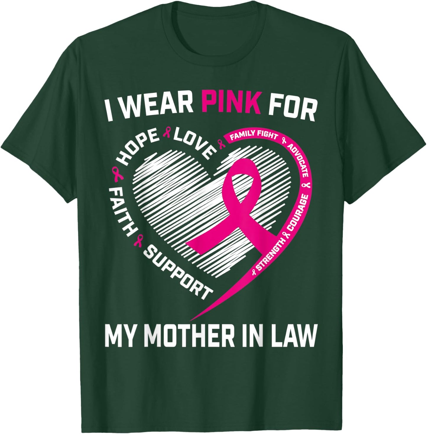 I Wear Pink For My Mother In Law Breast Cancer Awareness T-Shirt - T-Shirt | Forest