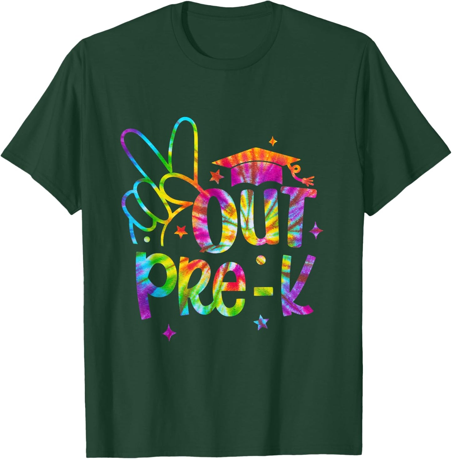 Peace Out Pre-K Preschool Happy Last Day Of School Tie Dye T-Shirt - T-Shirt | Forest