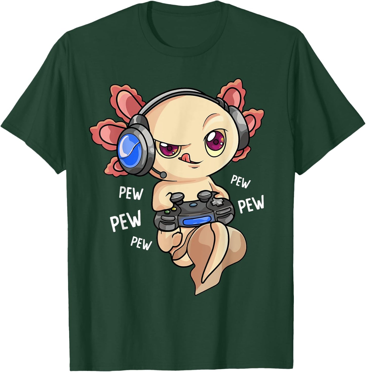 Gaming Axolotl Shirt Kids Boys Gamers - Kawaii Video Game T-Shirt - T-Shirt | Forest