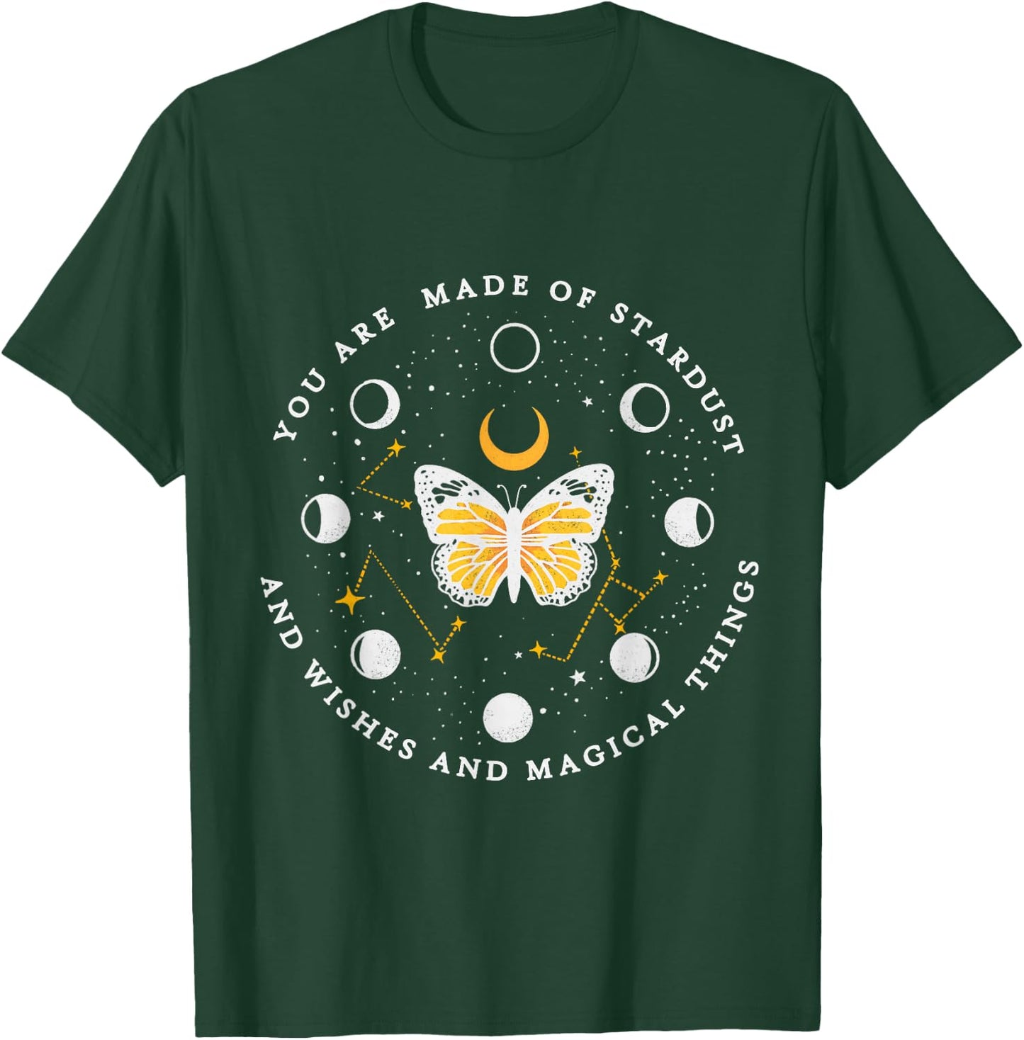 You are made of stardust - Celestial Butterfly Moon Phase T-Shirt - T-Shirt | Forest