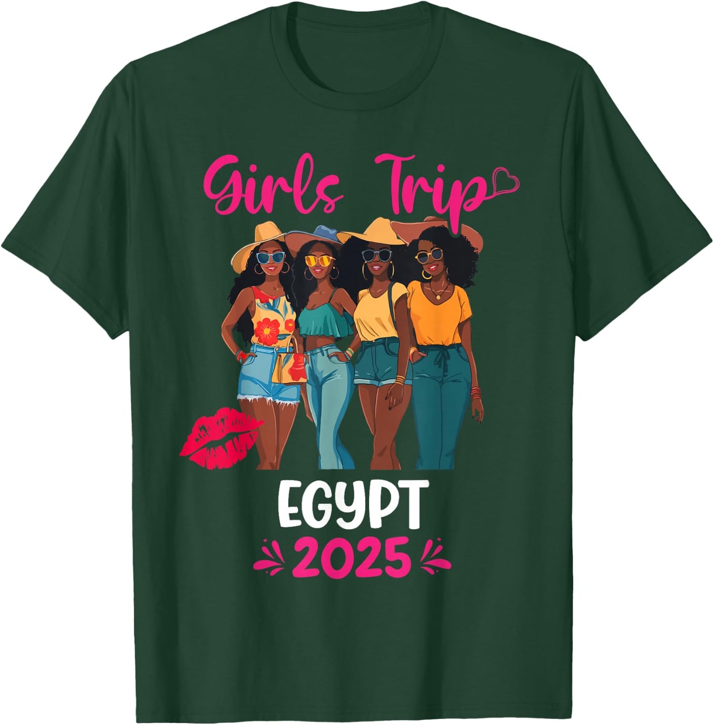 Black Girls Trip Egypt 2025 Vacation Matching T-Shirt - T-Shirt | Forest