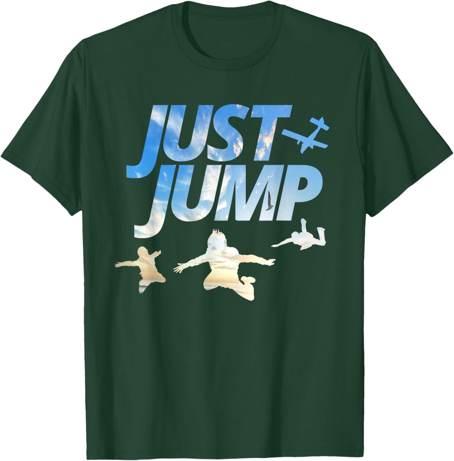 Sky Diving Jump Easy to Sky Diver Sky Silhouettes T-Shirt - T-Shirt | Forest