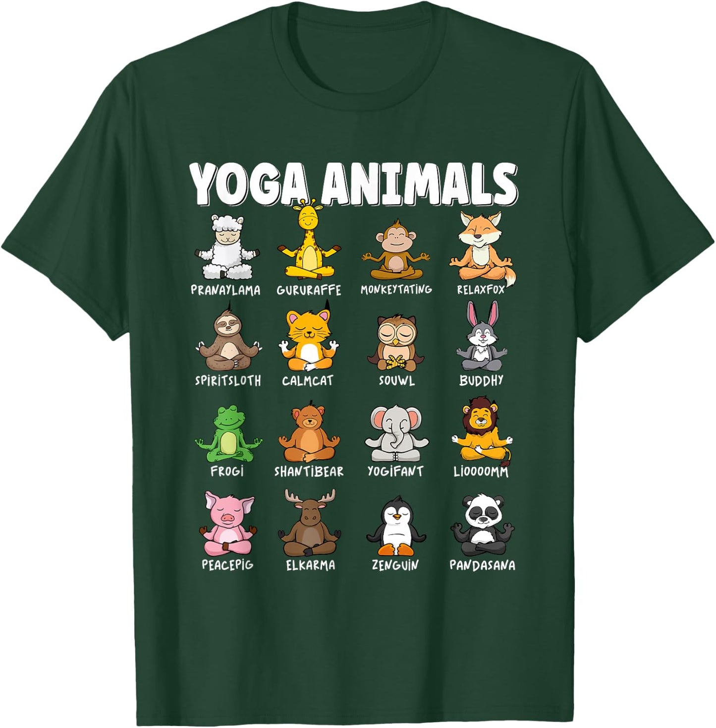 Funny Cute Animals in different Yoga Positions | Yoga Animal T-Shirt - T-Shirt | Forest