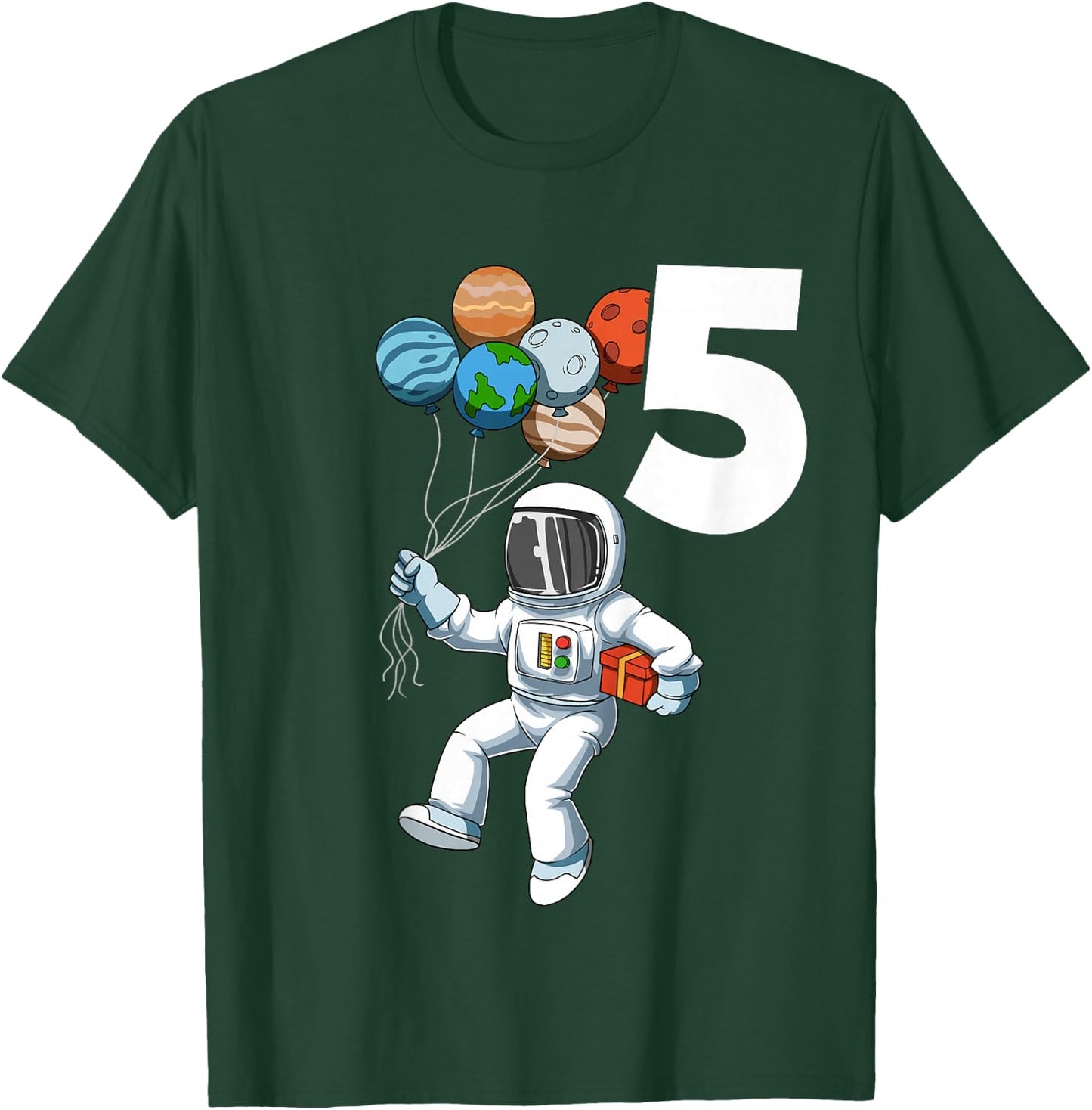 Astronaut Birthday Outfit 5 Outer Space 5th Birthday Party T-Shirt - T-Shirt | Forest
