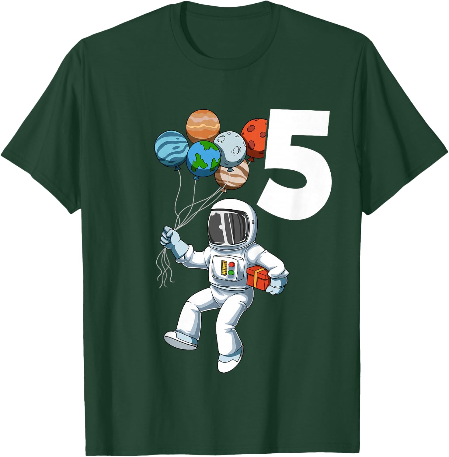 Astronaut Birthday Outfit 5 Outer Space 5th Birthday Party T-Shirt - T-Shirt | Forest