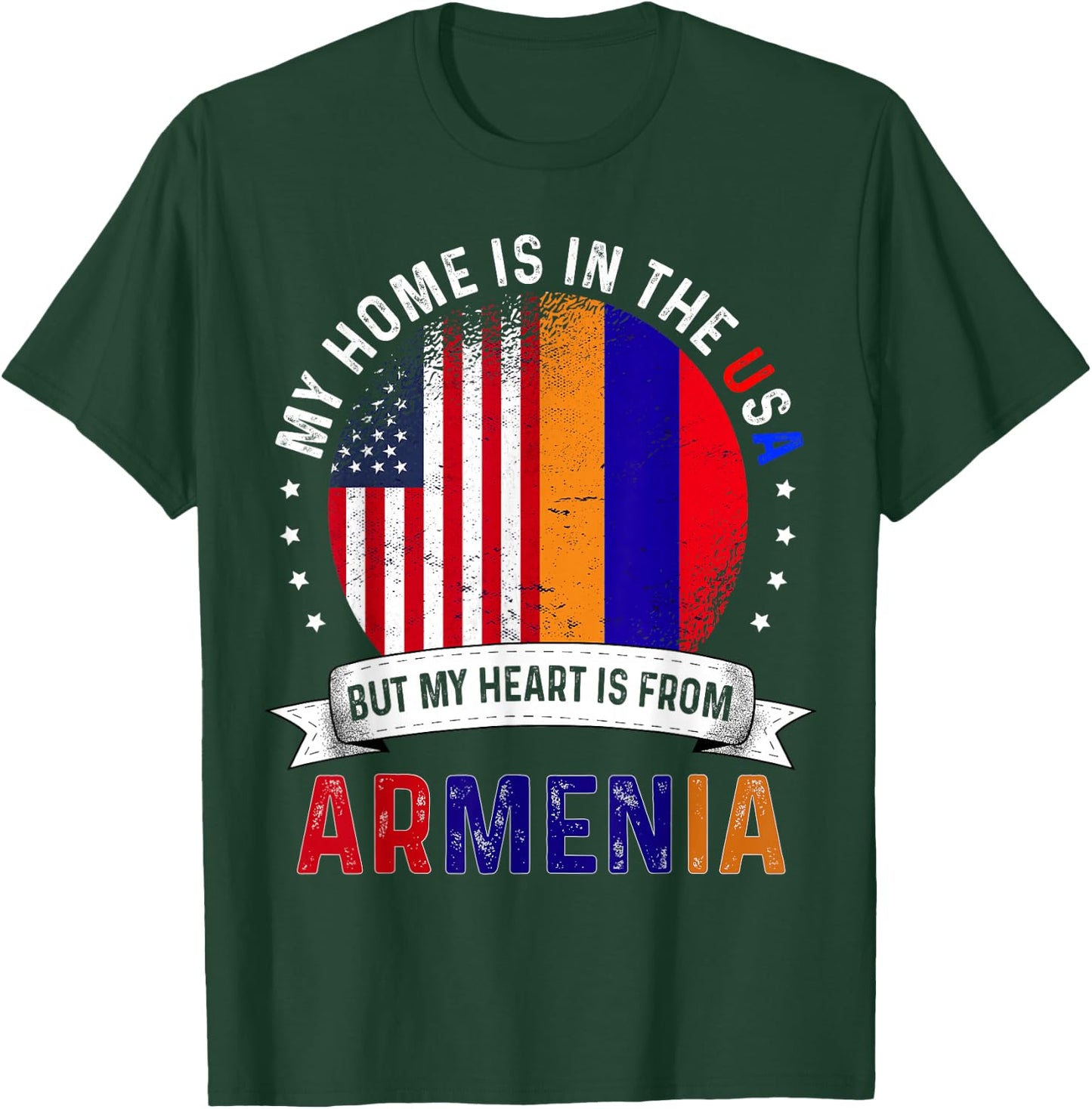 Armenian American Patriot Heart is from Armenia Flag T-Shirt - T-Shirt | Forest