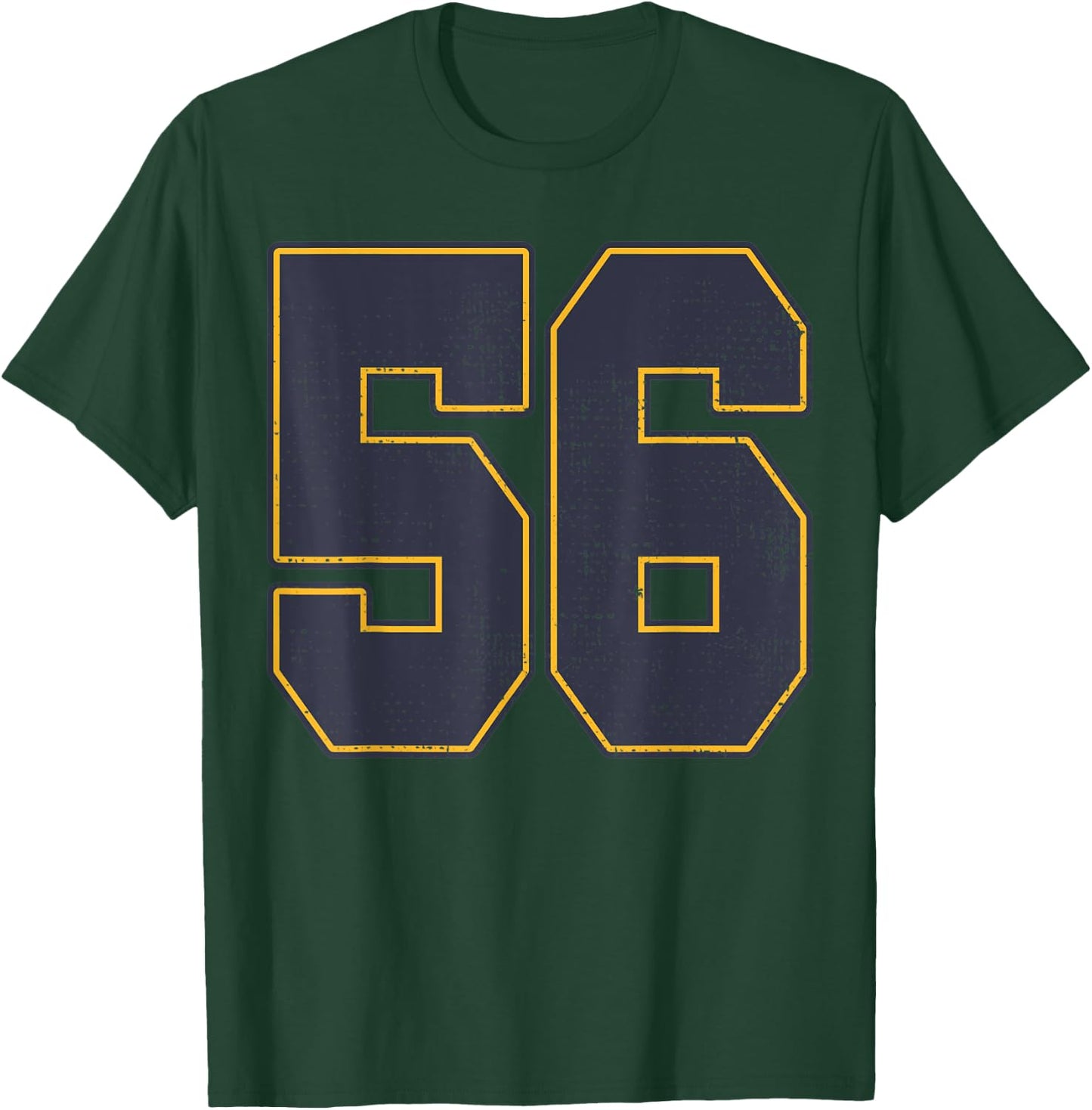 #56 Outline Number 56 Fan Varsity Sports Team Red Jersey T-Shirt - T-Shirt | Forest