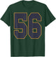 #56 Outline Number 56 Fan Varsity Sports Team Red Jersey T-Shirt - T-Shirt | Forest