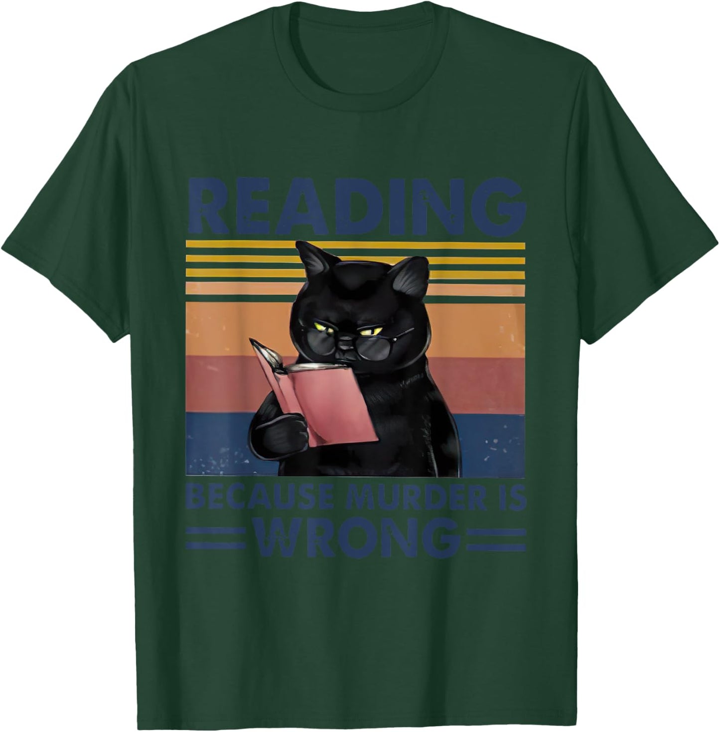 Reading Because Murder Is Wrong Vintage Reader Cat Women T-Shirt - T-Shirt | Forest