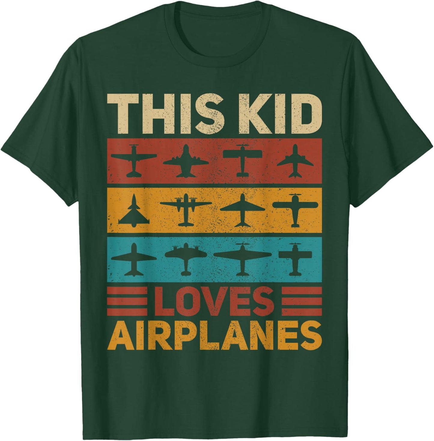 This Kid Loves Airplanes Pilot Plane Aviation Retro Airplane T-Shirt - T-Shirt | Forest