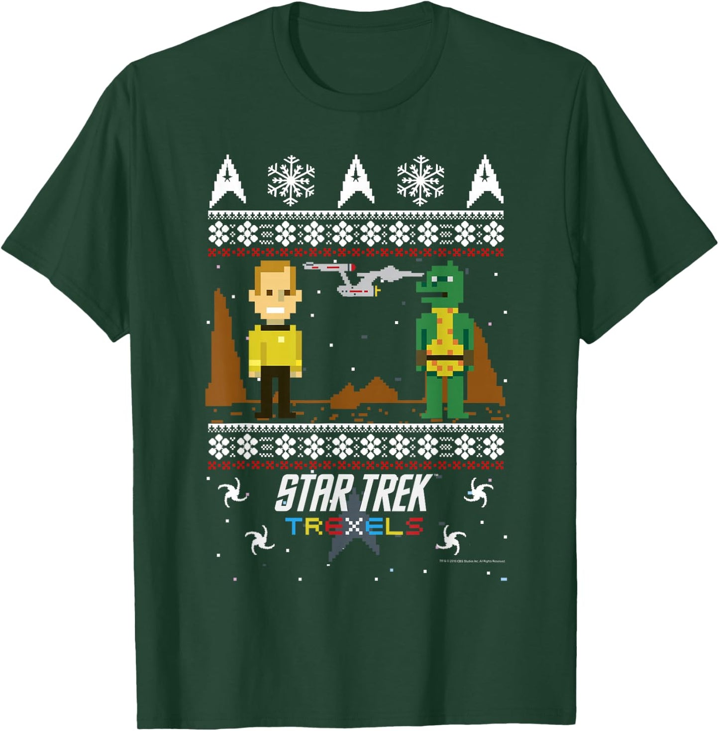 Star Trek Trexels Ugly Christmas Sweater Graphic T-Shirt - T-Shirt | Forest
