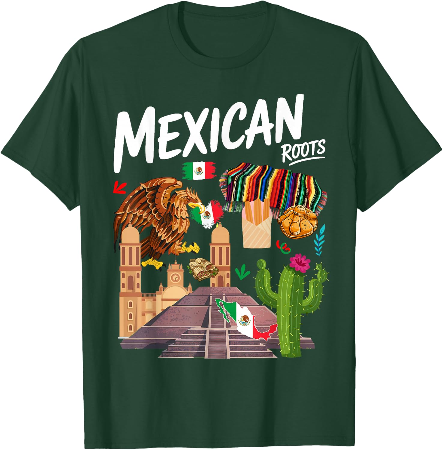 Mexican Heritage Themed Outfit Idea & Mexico Flag T-Shirt - T-Shirt | Forest