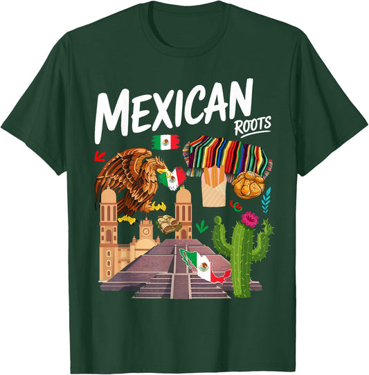 Mexican Heritage Themed Outfit Idea & Mexico Flag T-Shirt - T-Shirt | Forest