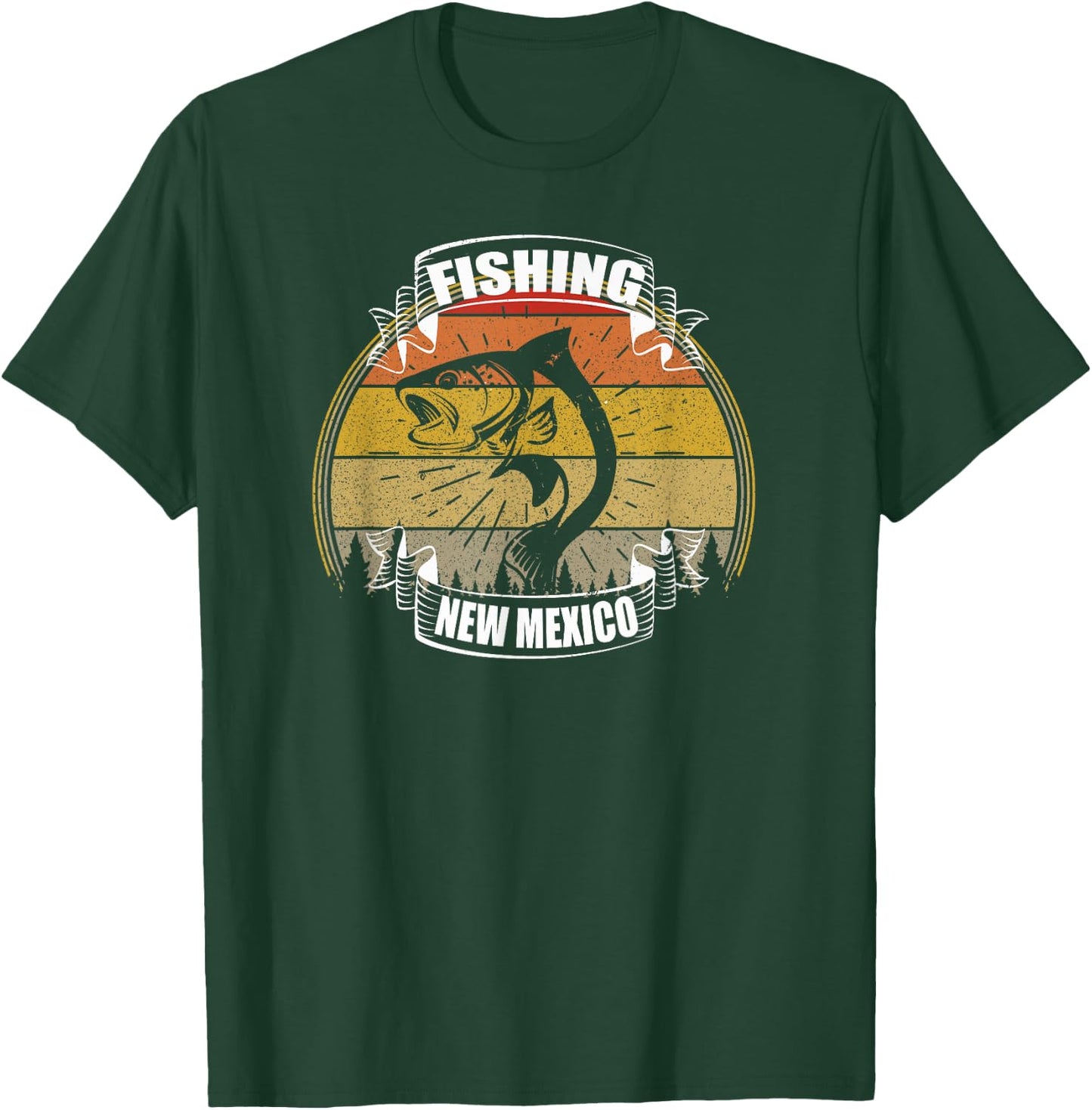 State of New Mexico Fisherman Sunset Fish New Mexico Fishing T-Shirt - T-Shirt | Forest