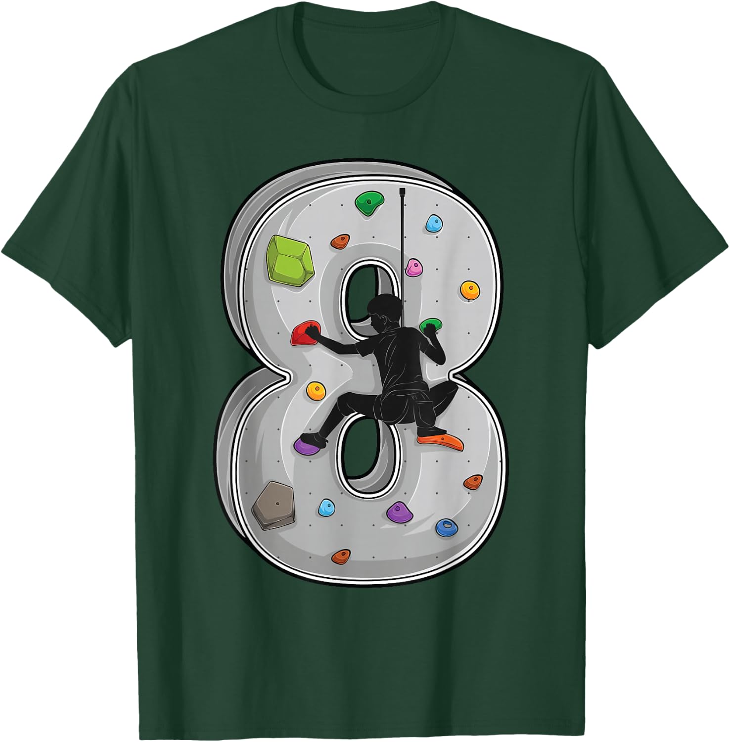 8 Year Old Rock Climbing 8th Birthday Adventures Climber T-Shirt - T-Shirt | Forest