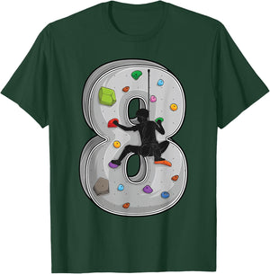 8 Year Old Rock Climbing 8th Birthday Adventures Climber T-Shirt - T-Shirt | Forest