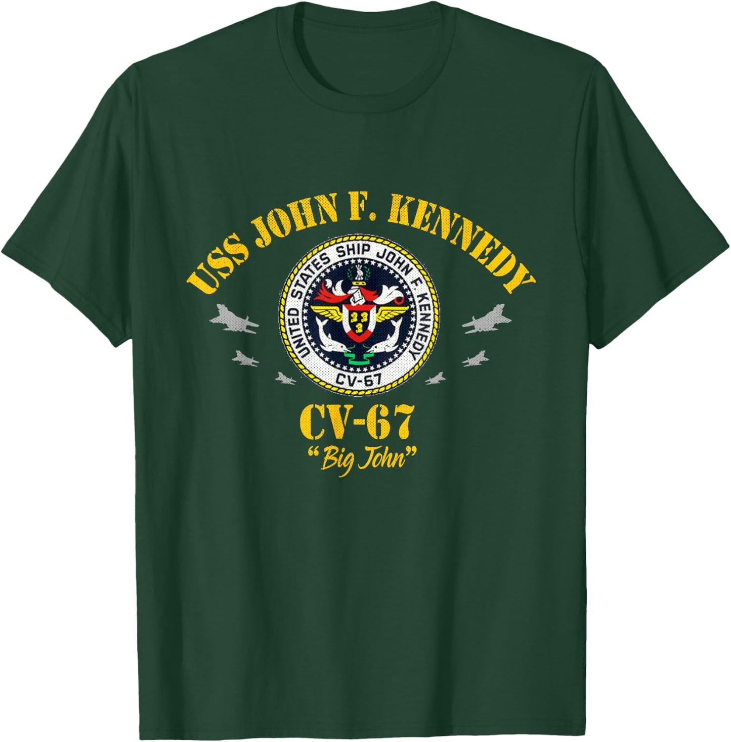 USS John F. Kennedy CV-67 Aircraft Carrier Veteran Flag T-Shirt - T-Shirt | Forest