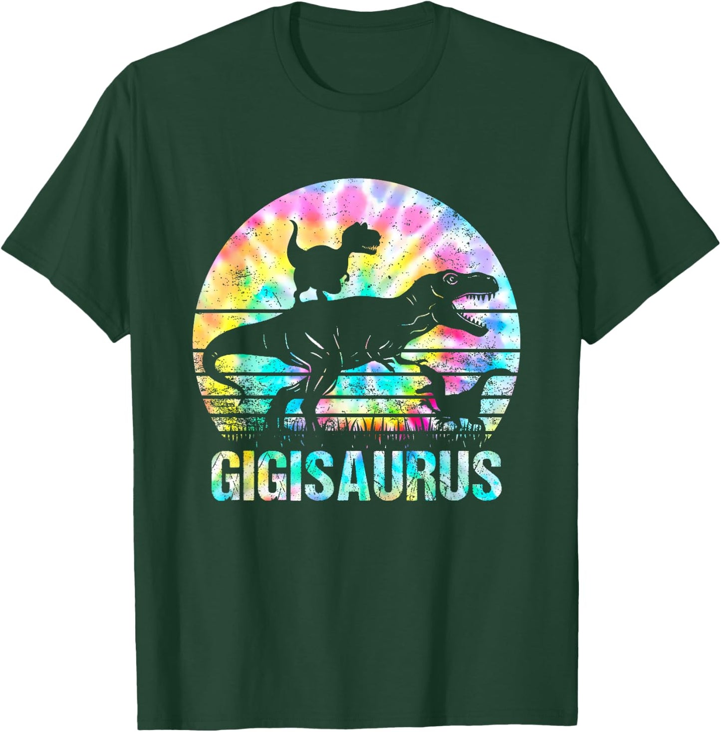 Gigisaurus T Rex Dinosaur Gigi Saurus Tie Dye Vintage T-Shirt - T-Shirt | Forest