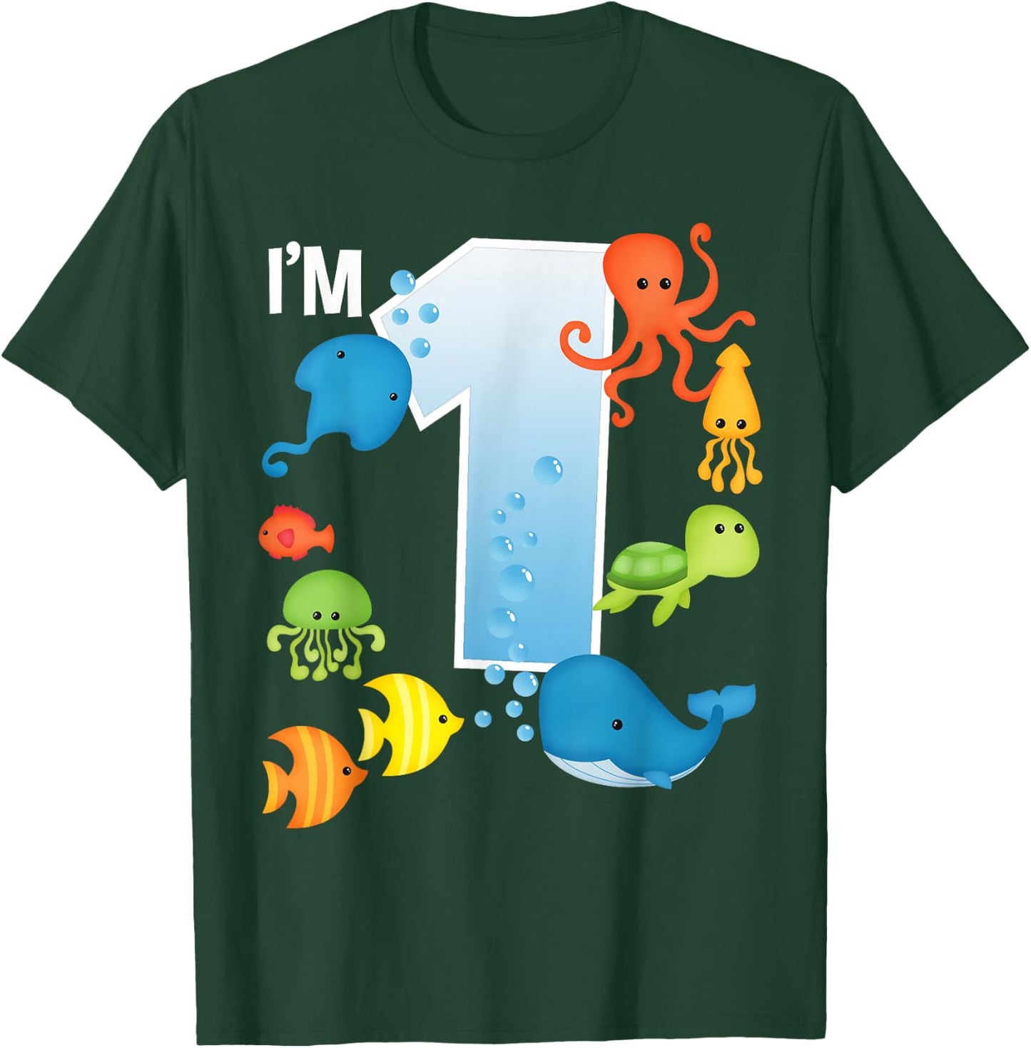 Ocean See Underwater 1 Year Old Under The Sea Birthday Party T-Shirt - T-Shirt | Forest