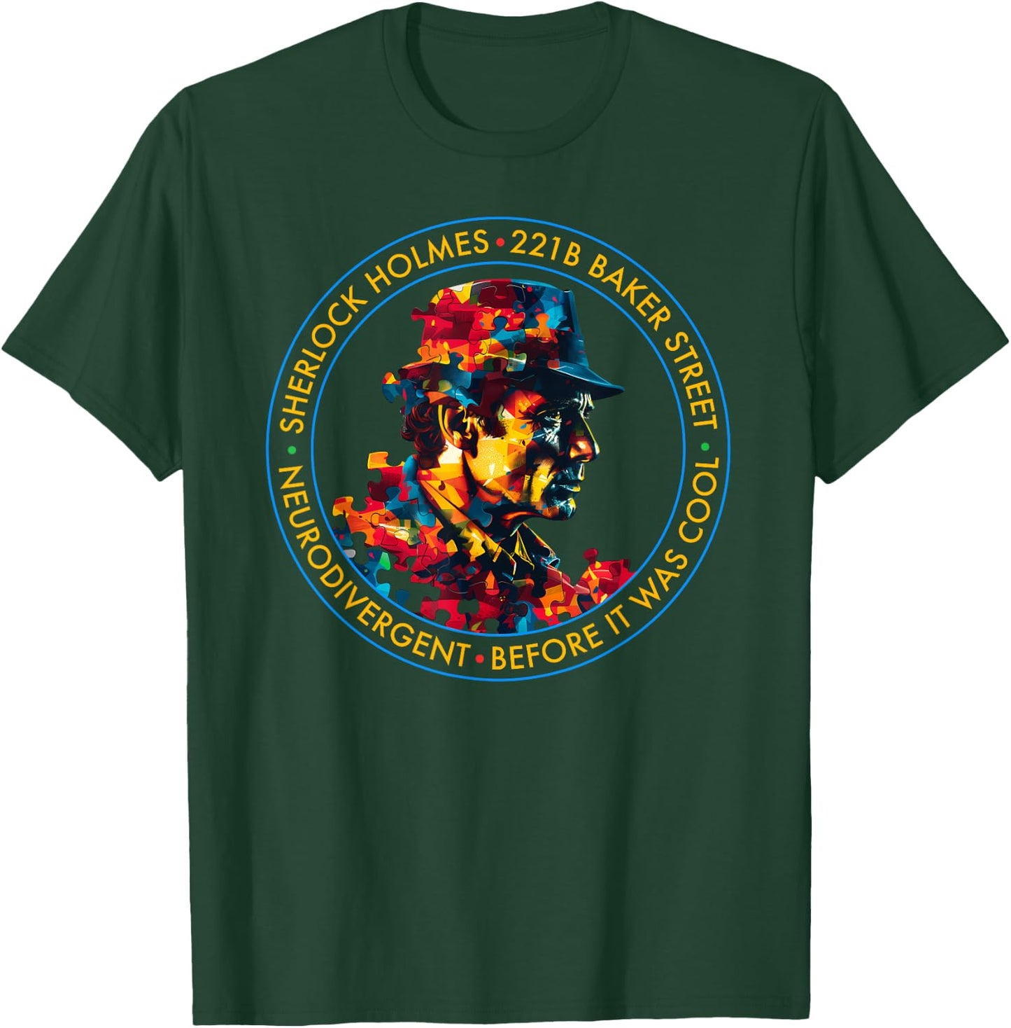 Neurodivergent Sherlock Holmes Design T-Shirt - T-Shirt | Forest