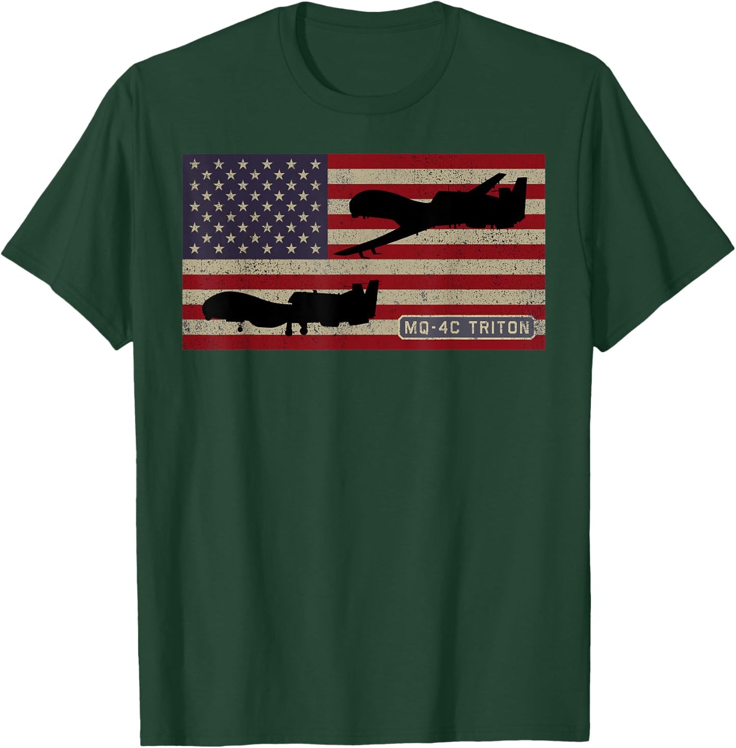 MQ-4C Triton Military UAV Drone American Flag T-Shirt - T-Shirt | Forest