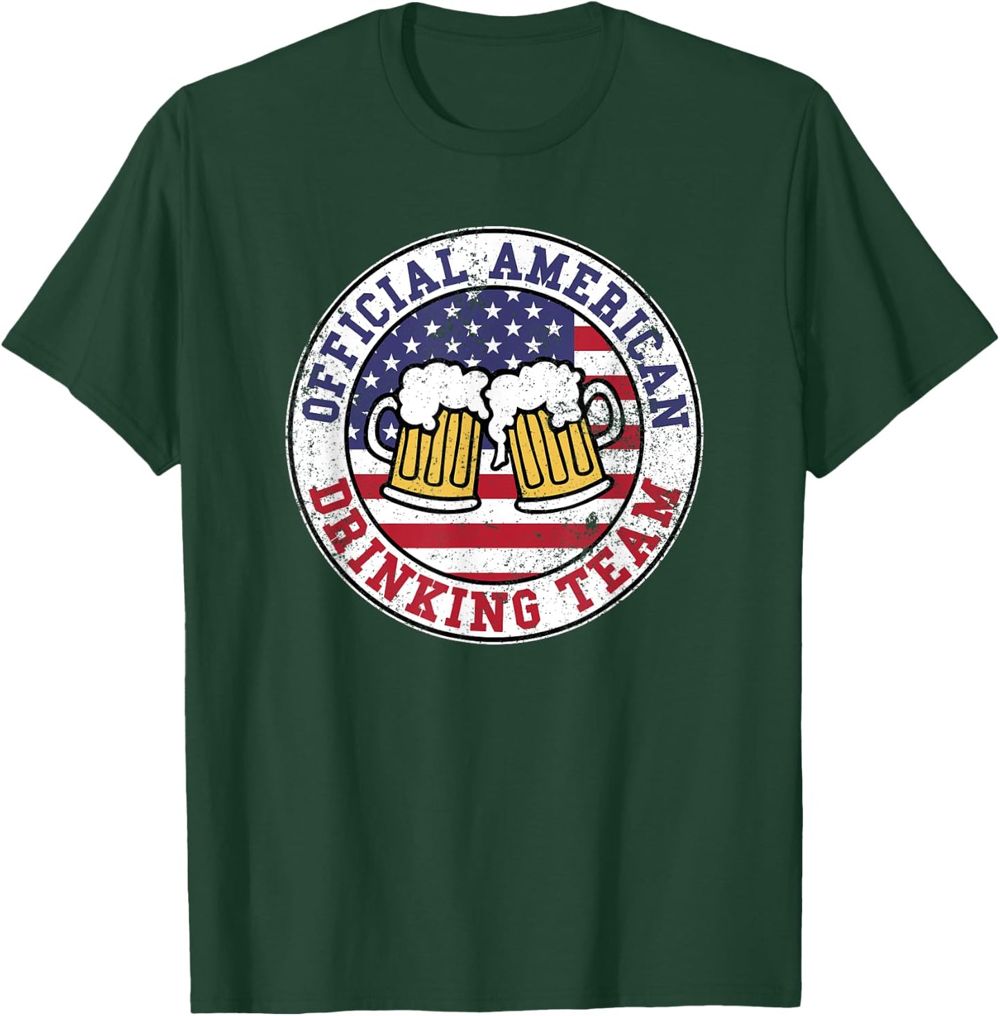 Official American Drinking Team Logo Funny Drinking Team T-Shirt - T-Shirt | Forest