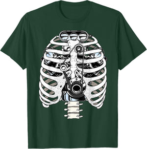 Car Mechanic Halloween Graphic Mechanics Skeleton Engineer T-Shirt - T-Shirt | Forest