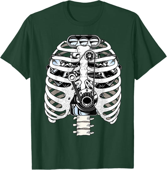 Car Mechanic Halloween Graphic Mechanics Skeleton Engineer T-Shirt - T-Shirt | Forest