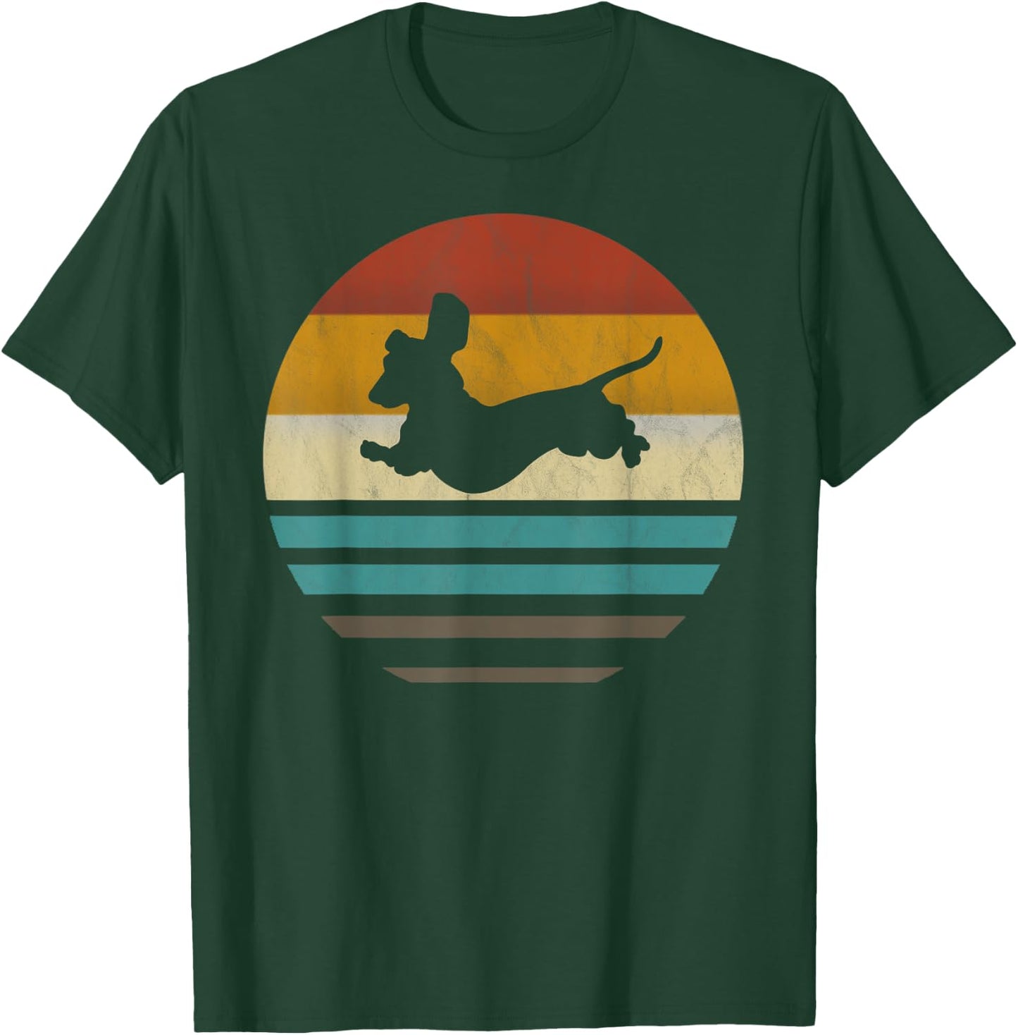 Dachshund Vintage Silhouette 60s 70s Retro grunge Dog Lover Women Girls Kids T-Shirt - T-Shirt | Forest