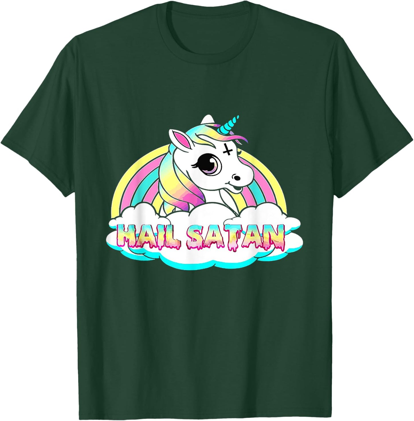 Unicorn Hail Satan - Funny Satanic T-Shirt - T-Shirt | Forest