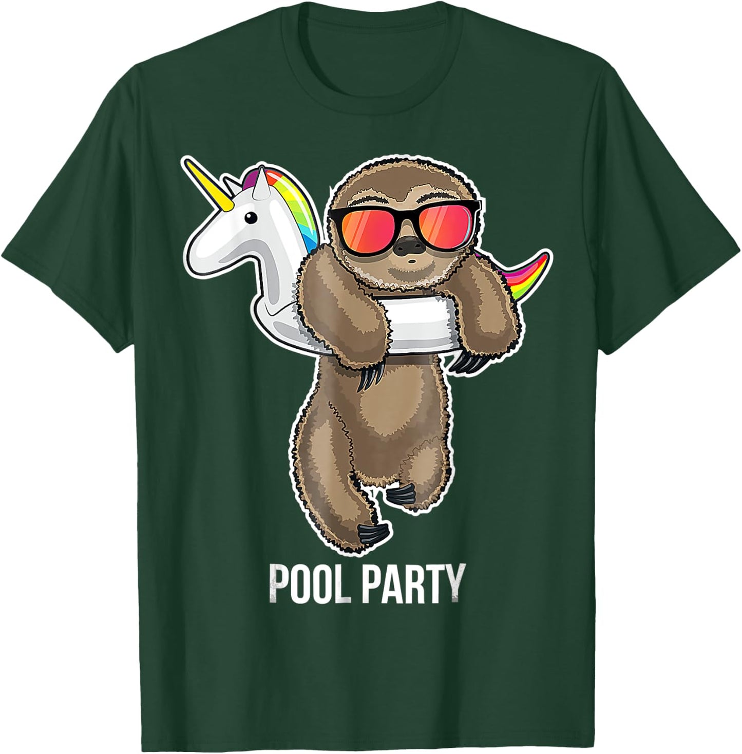 Pool Party Sloth Unicorn Float Funny Sloth Gifts T-Shirt - T-Shirt | Forest