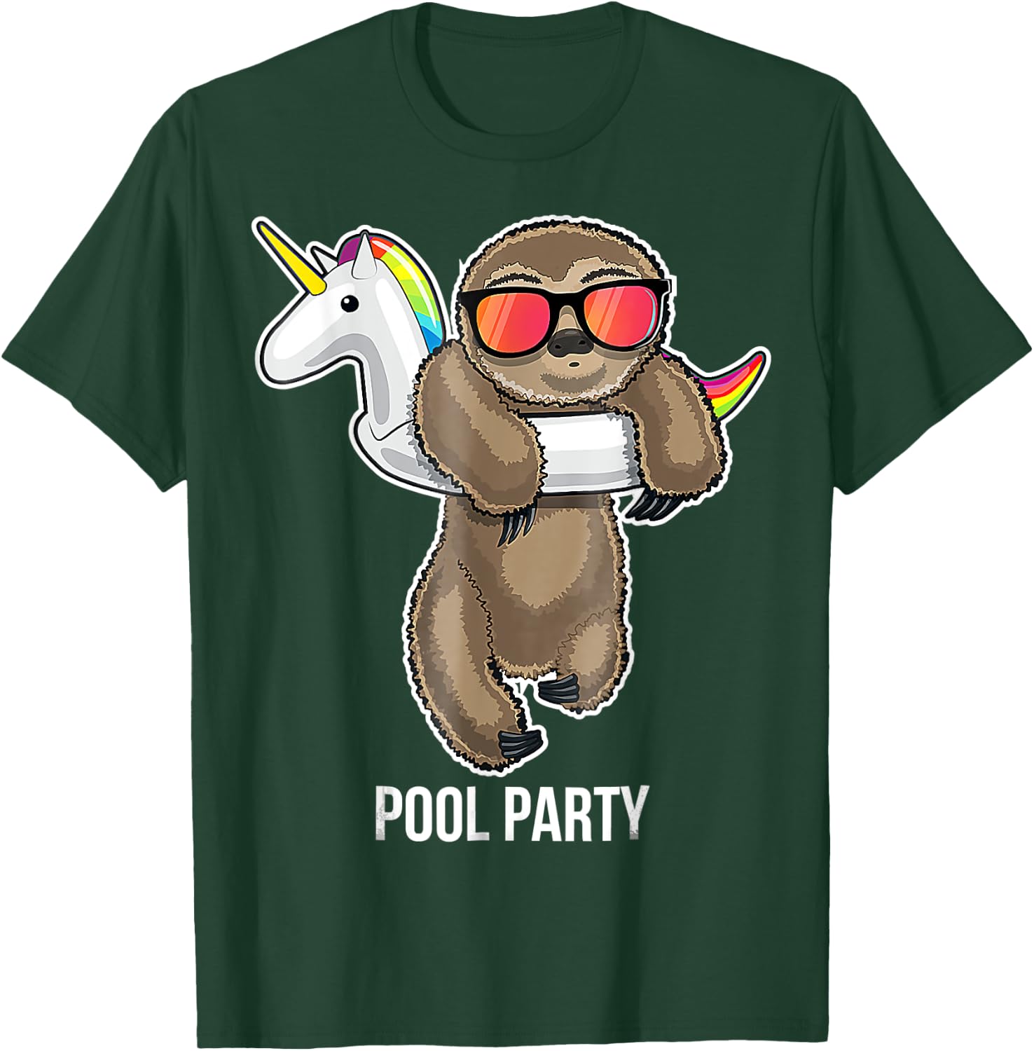 Pool Party Sloth Unicorn Float Funny Sloth Gifts T-Shirt - T-Shirt | Forest