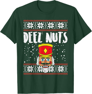 Deez Nuts Nutcracker Funny Ugly Christmas Sweater Meme Gift T-Shirt - T-Shirt | Forest