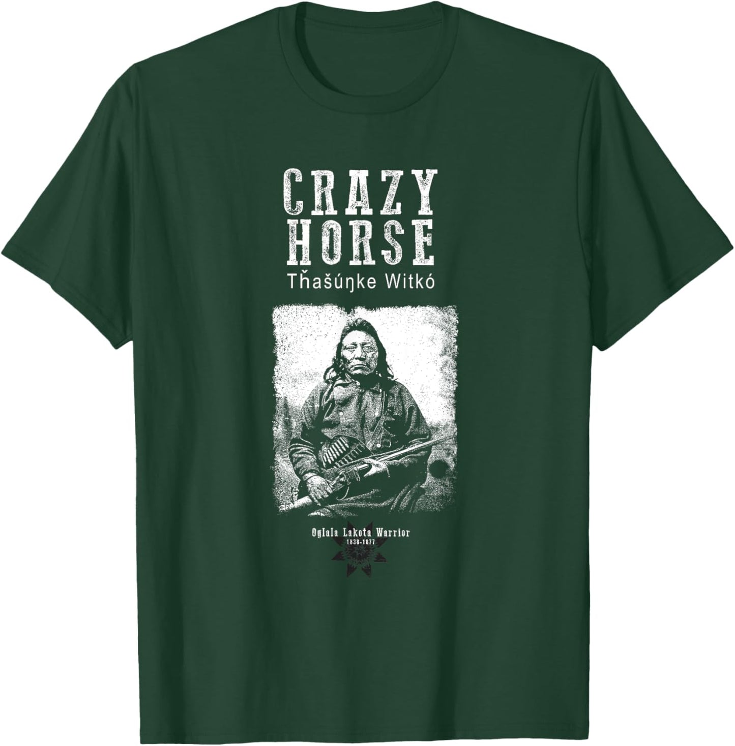 Tfantasy Men's Crazy Horse Lakota Chief Warrior Sioux American Indian - Black - Small T-Shirt - T-Shirt | Forest