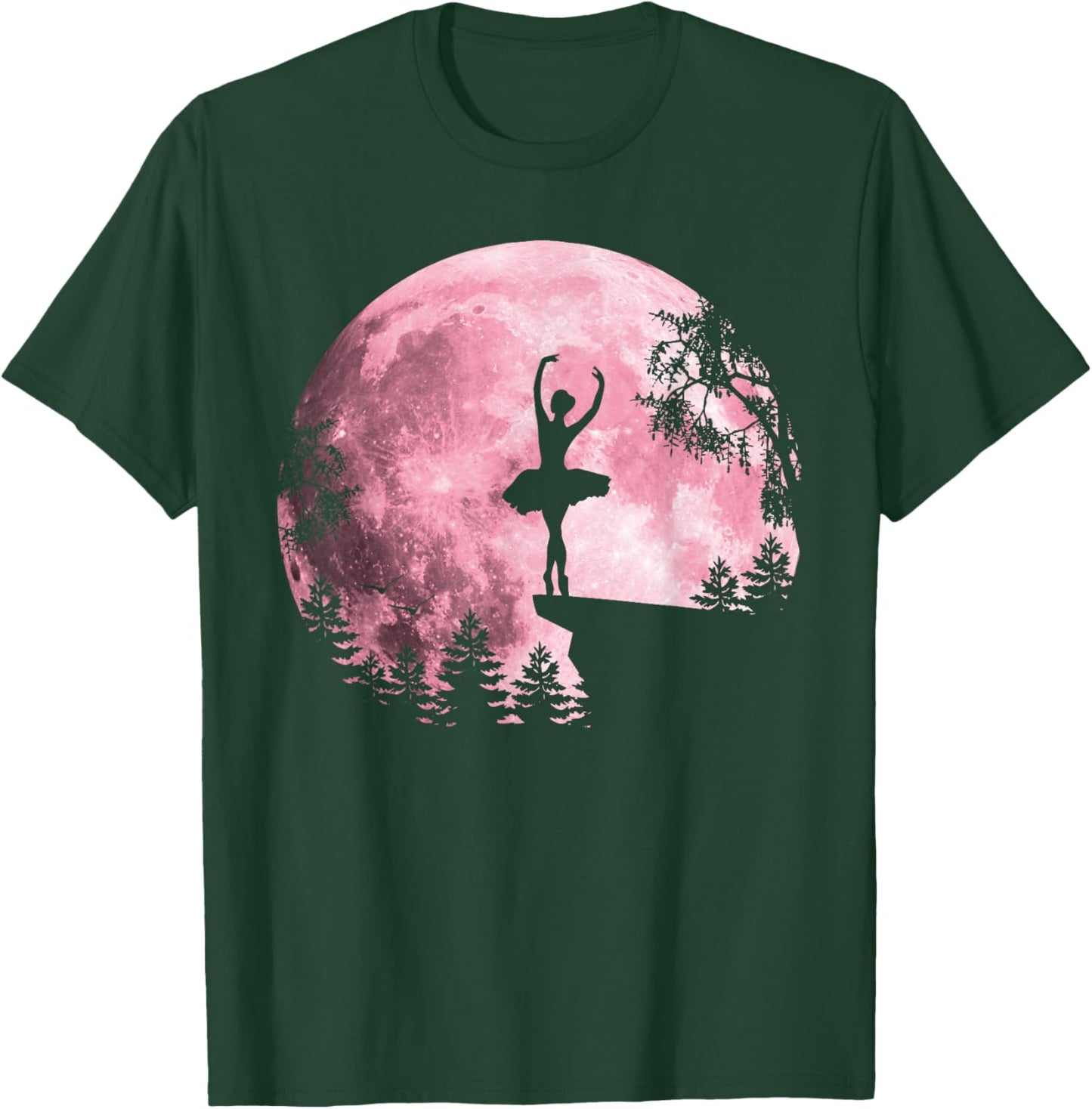 Ballet Dancing Pink Full-Moon Ballerina Women Girls T-Shirt - T-Shirt | Forest