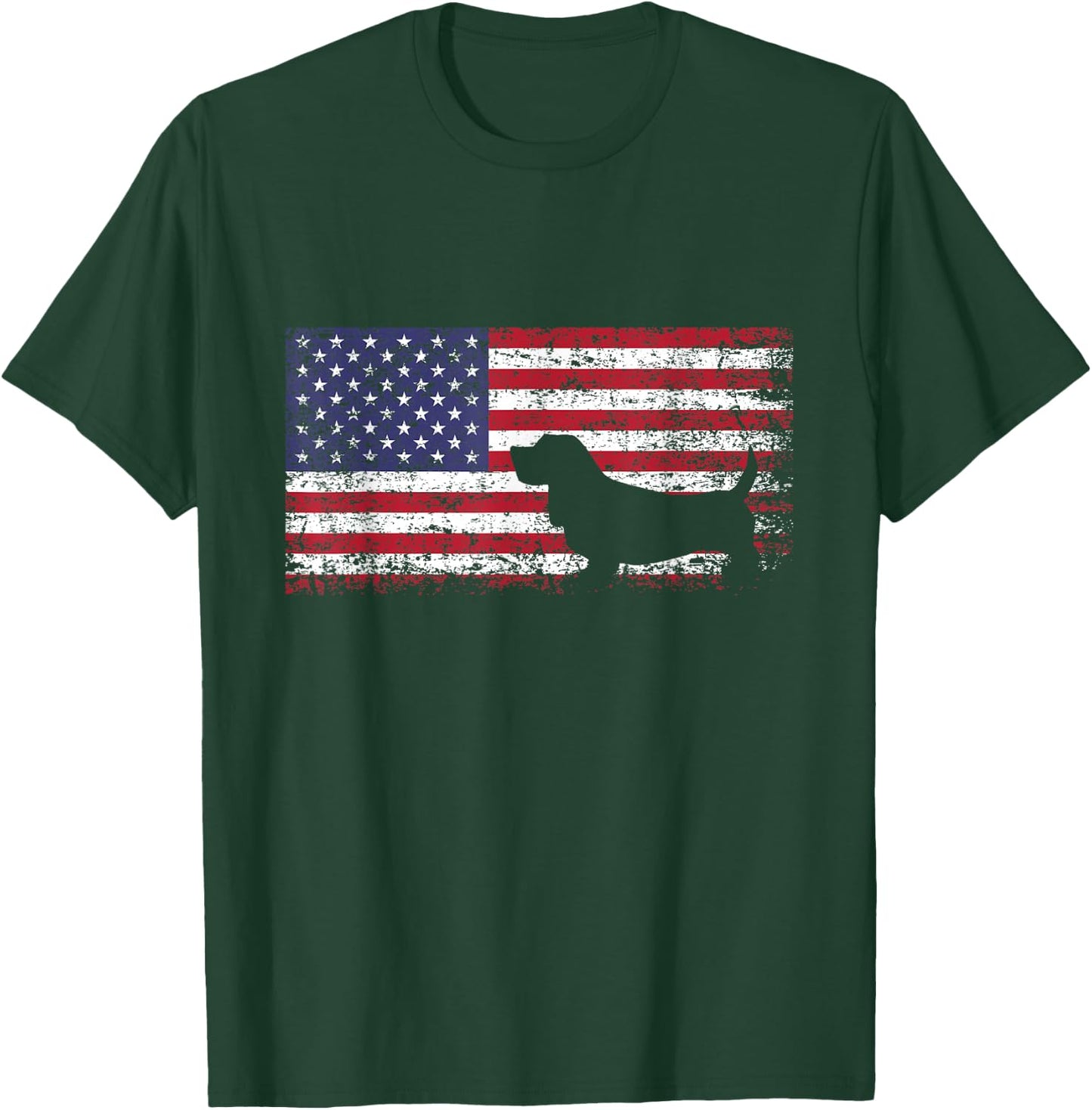 Basset Hound American Flag I Love My Basset Hound T-Shirt - T-Shirt | Forest