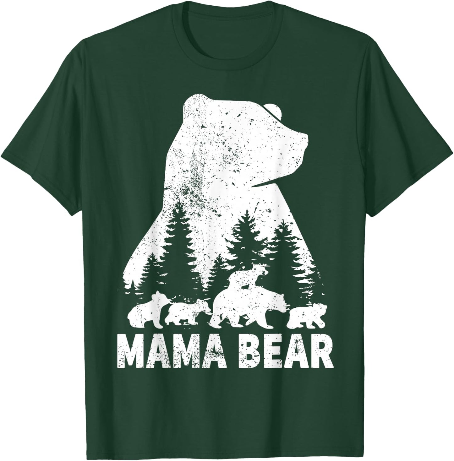 Mama Bear 4 Cubs Mother Day Funny Mama Bear 4 Kids Vintage T-Shirt - T-Shirt | Forest