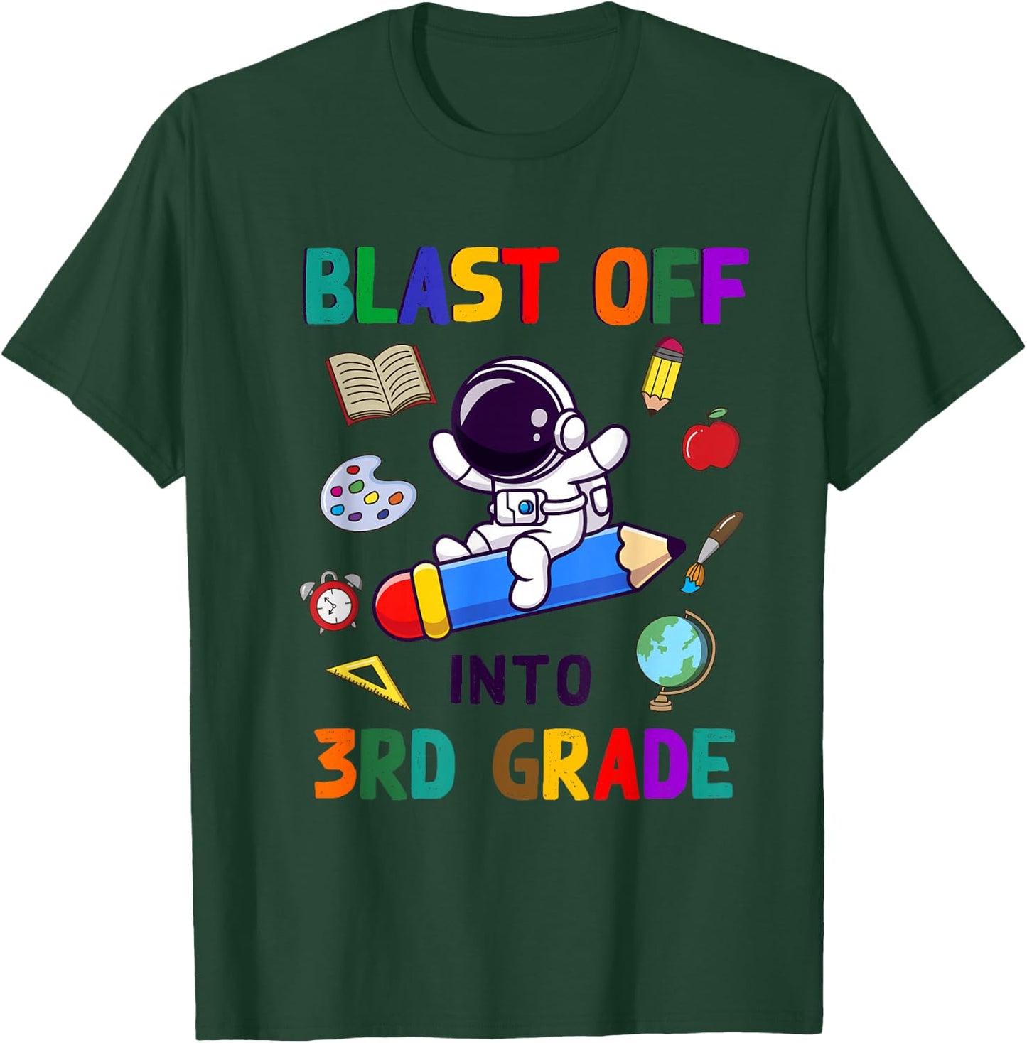 Blast Off Into 3rd Grade Astronaut Back To School Kid T-Shirt - T-Shirt | Forest