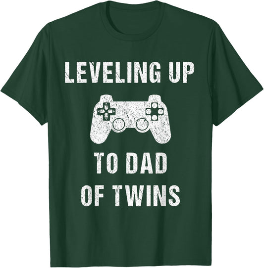Leveling Up To Dad Of Twins - Shirt for Expecting Daddy T-Shirt - T-Shirt | Forest