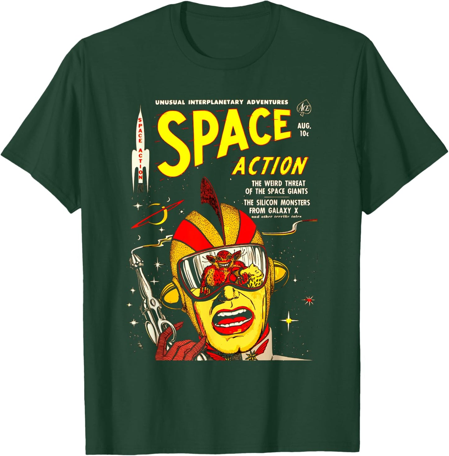 Space Action / Vintage Science Fiction Comic Book T-Shirt - T-Shirt | Forest